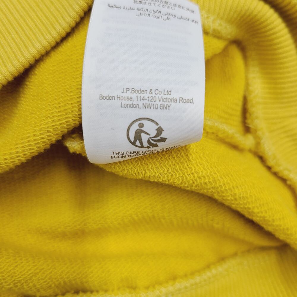 Boden Puff Sleeve Sweatshirt Mustard Yellow Ribbed Trim Feminine Casual 12 - Picture 5 of 13